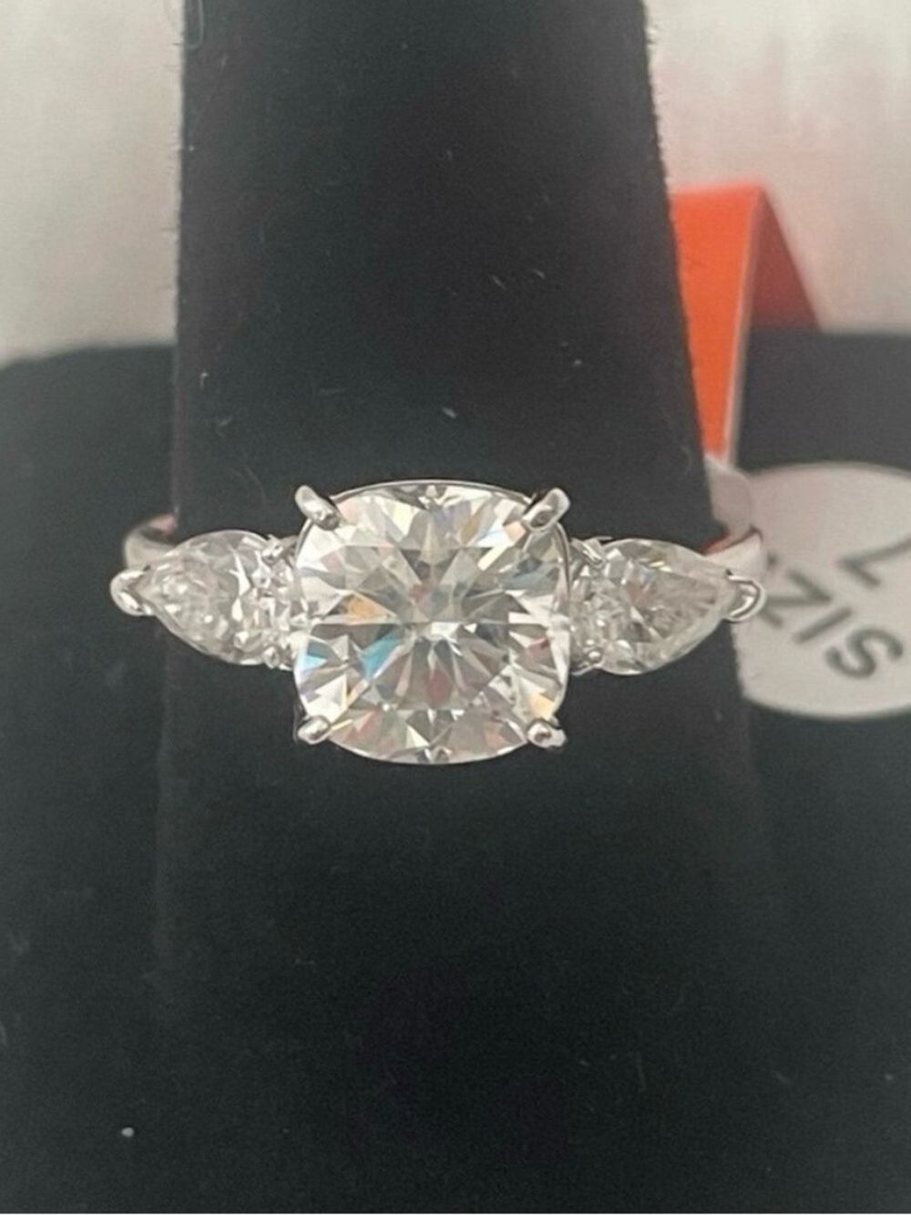 Rhodium plating over 925 silver 3.00ctw size 7 womens Moissanite ring